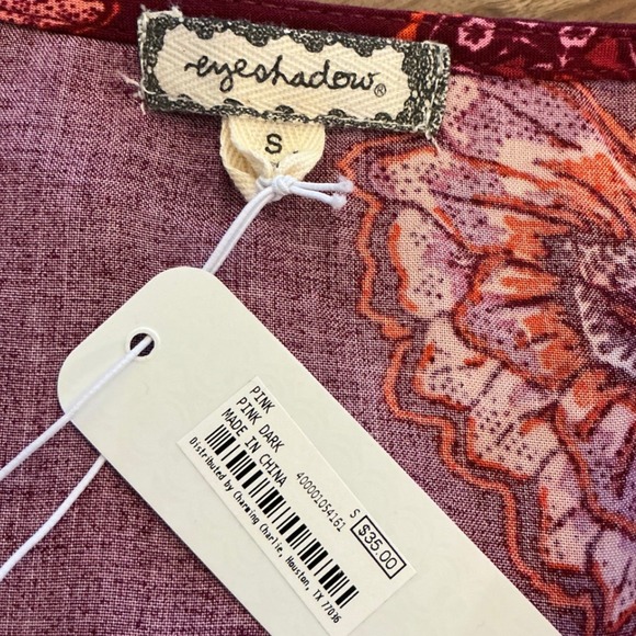 Eyeshadow Womens Floral Paisley V-Neck Mini Dress Burgundy Pink Small - Picture 3 of 8